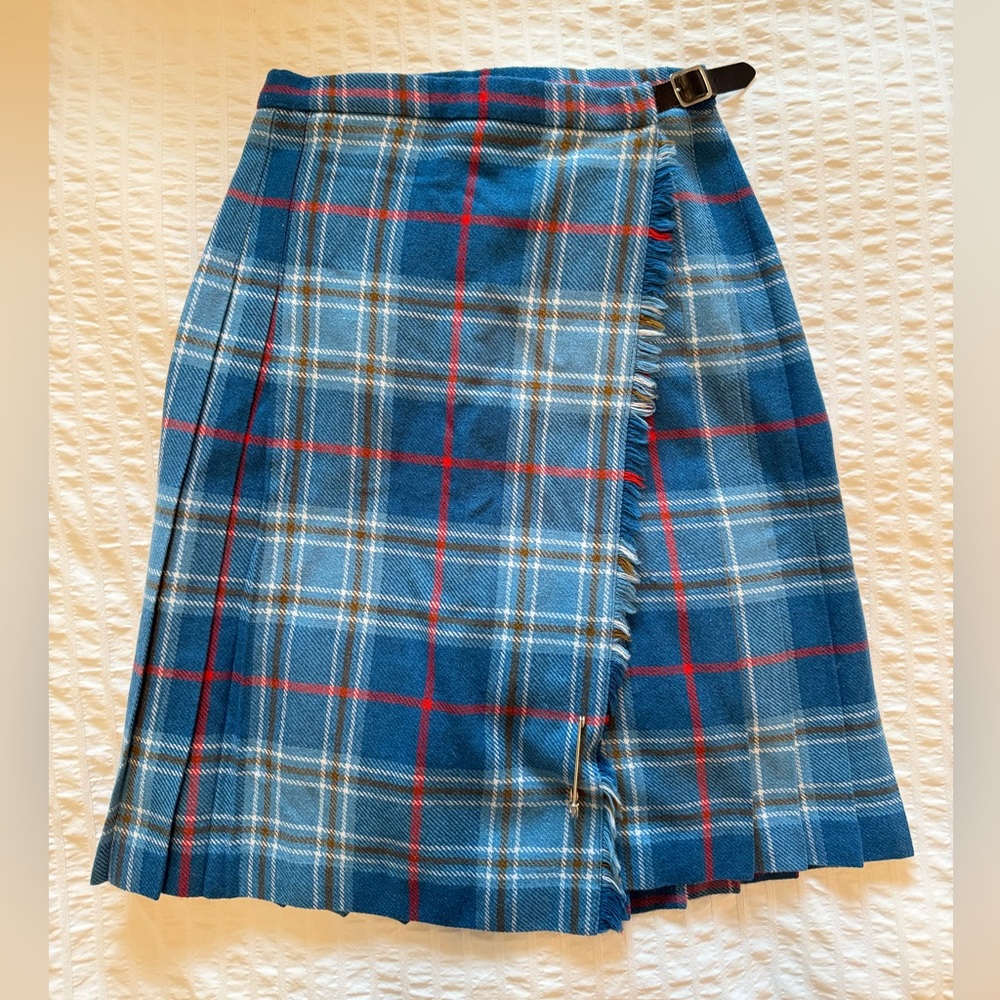 VINTAGE Blue-Red Plaid Pleated Women’s Skirt